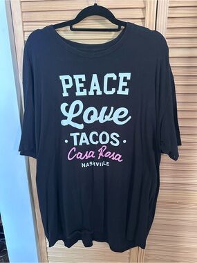 Casa Rosa Nashville "Peace Love Tacos" Black Graphic Tee XXL